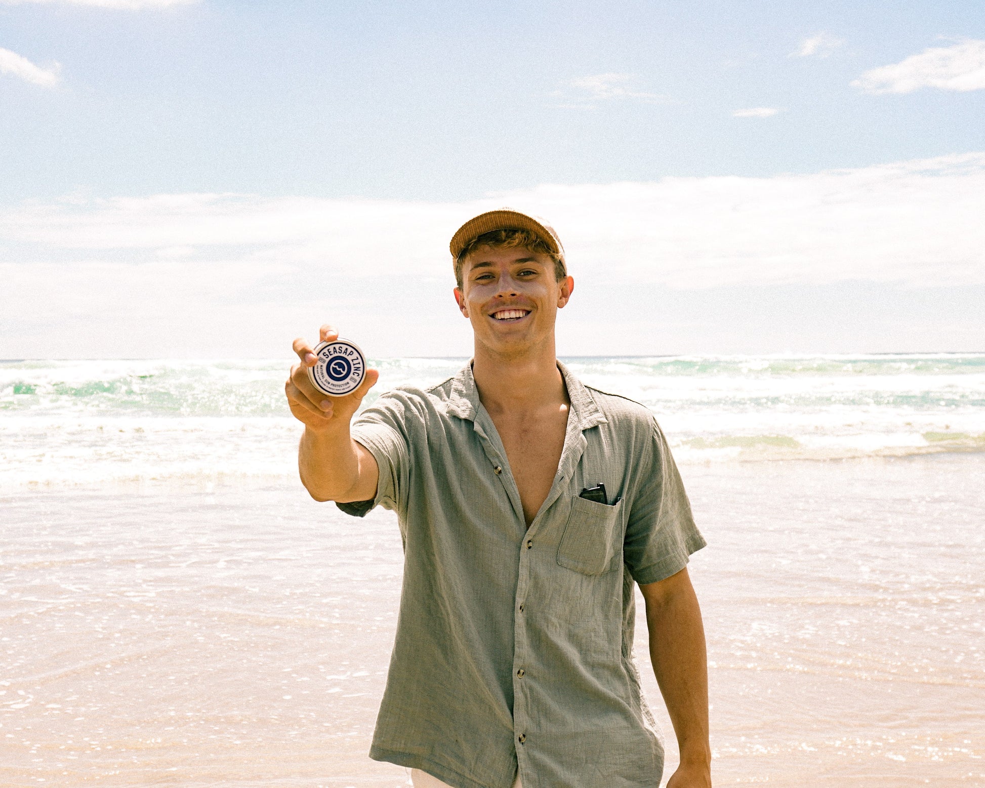 person holding seasap zinc